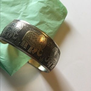 Silver Tone cuff Elephant bracelet